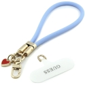 Telefono pakabukas Guess Wrist Strap silikoninis su rašto pakabukais, mėlynas
