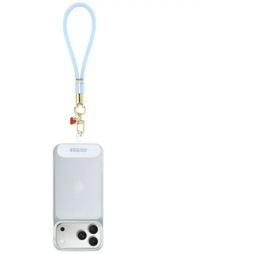 Telefono pakabukas Guess Wrist Strap silikoninis su rašto pakabukais, mėlynas – 4