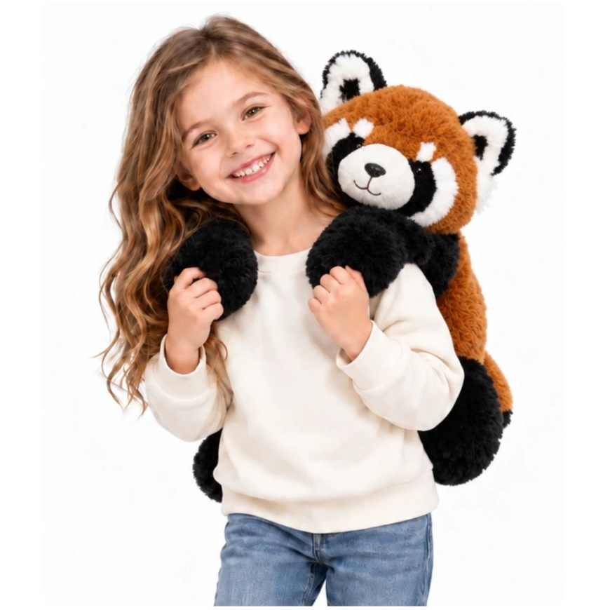 Lean Toys Pehme mänguasi - punane panda, 60 × 35 × 18 cm – 3