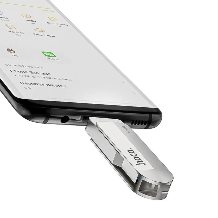 Pendrive 64GB USB 3.0 (USB A + USB C) Hoco UD10 sidabrinis – 3