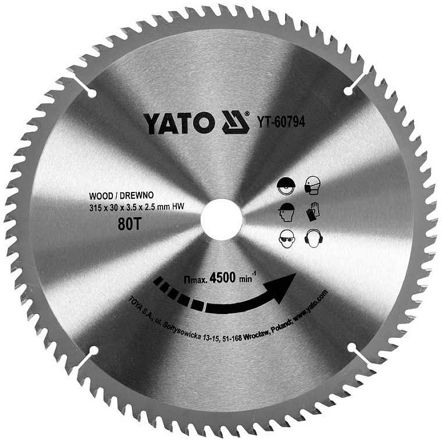 Yato Puidu lõikamisplaadi disk 315x80Tx30, puidu, vineeri, plastiku jaoks, volframkarbiidtipudega – 4