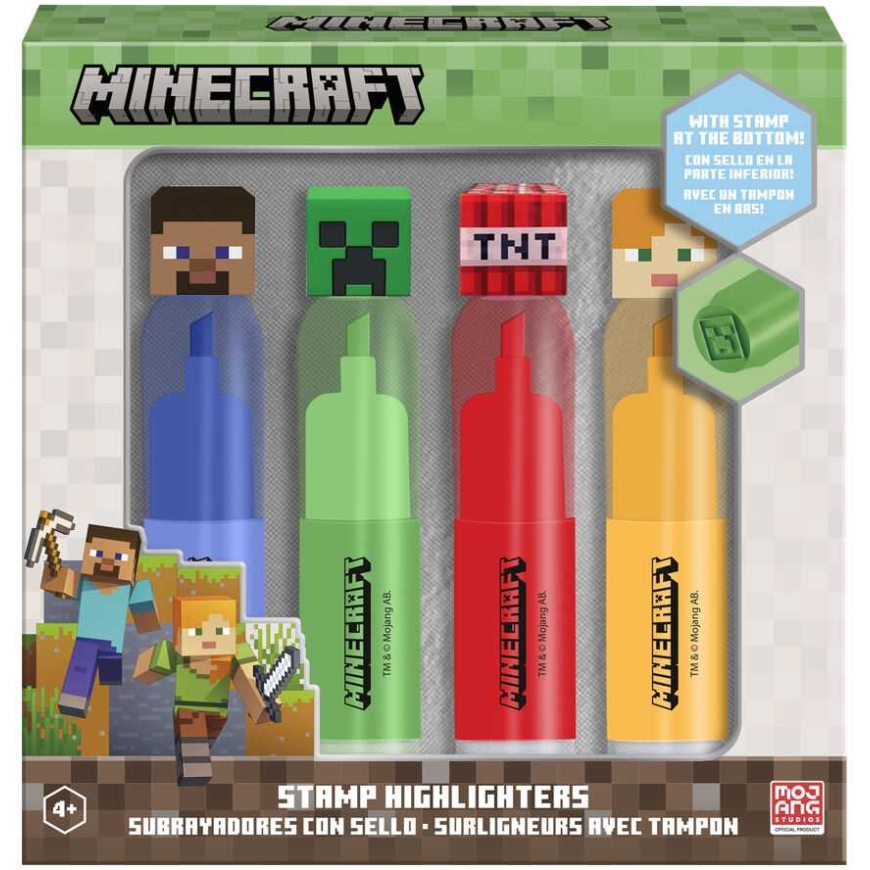 KIDS Minecraft marķieri + zīmogu komplekts 4 gab. Creeper TNT Alex Steve / Mc00058 (SB11936) – 2