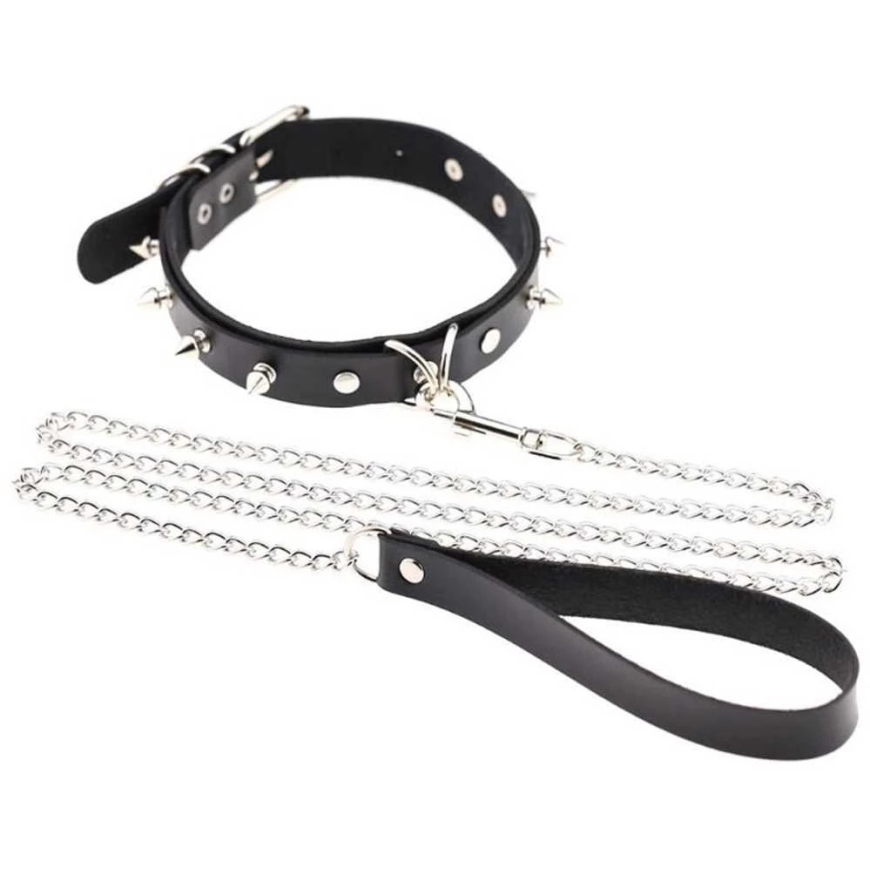 Fetish Tentation Choker Spikes with Long Leash
