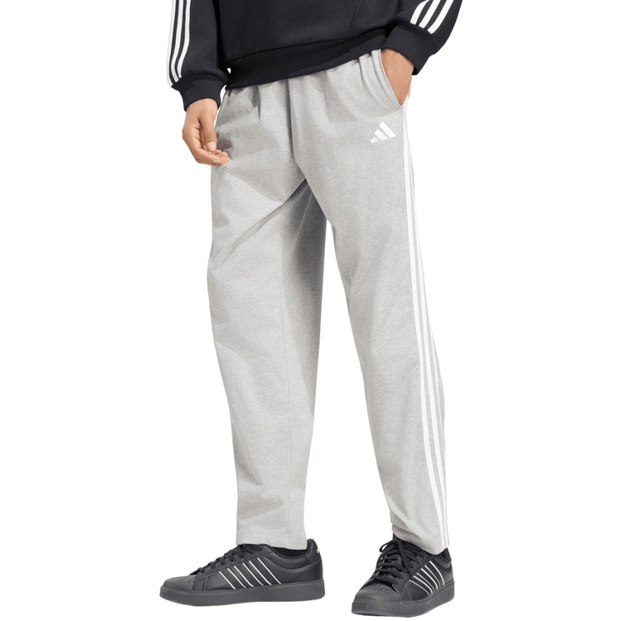 Kelnės vyrams adidas Essentials 3-Stripes Single Jersey Tapered Open Hem pilka KY4215 (S)