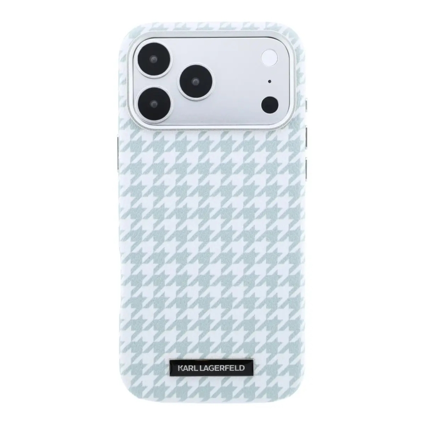 Karl Lagerfeld PU Houndstooth Resin Plate maciņš ar MagSafe atbalstu telefonam iPhone 17 Pro Max zils – 2