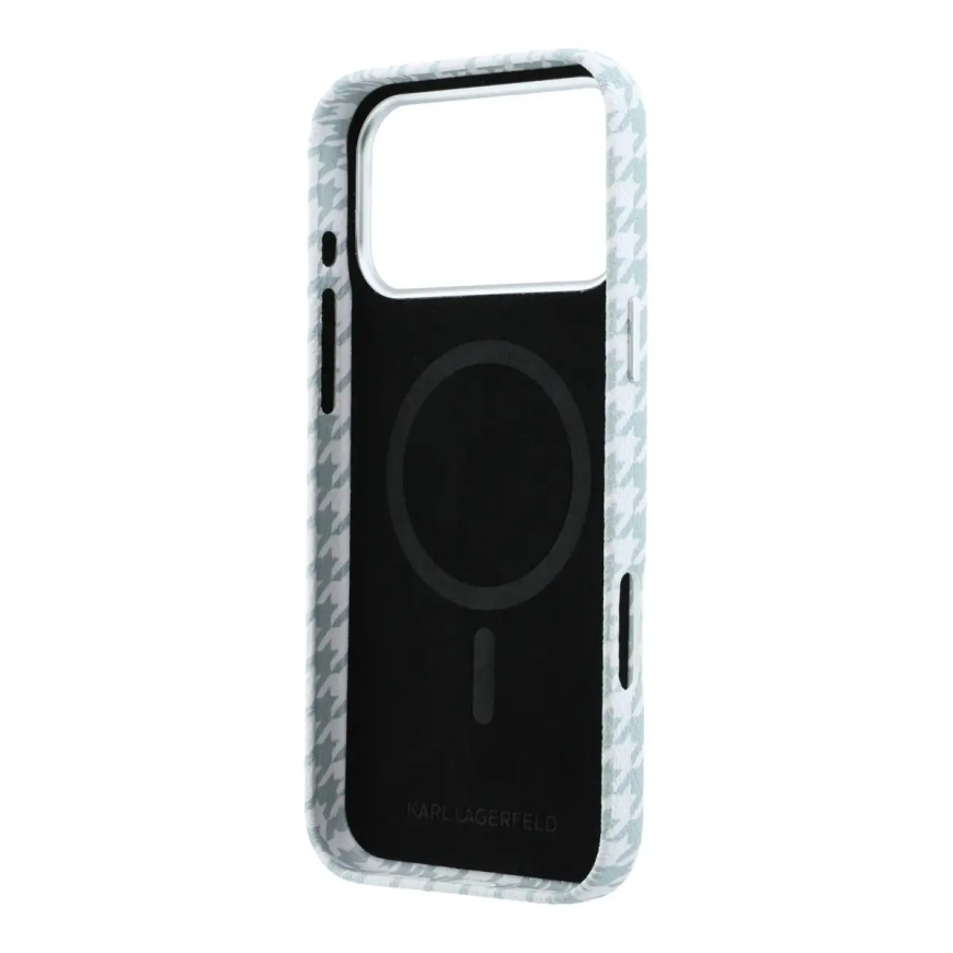 Karl Lagerfeld PU Houndstooth Resin Plate telefoni ümbris MagSafe toega iPhone 17 Pro Max sinine – 5