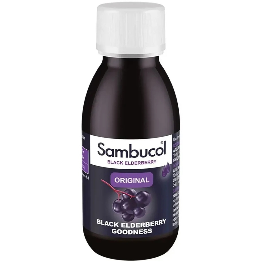 Sambucol, Original, Musta viinimarjan uute, Tukee immuunijärjestelmää, Siirappi, 120 ml – 2