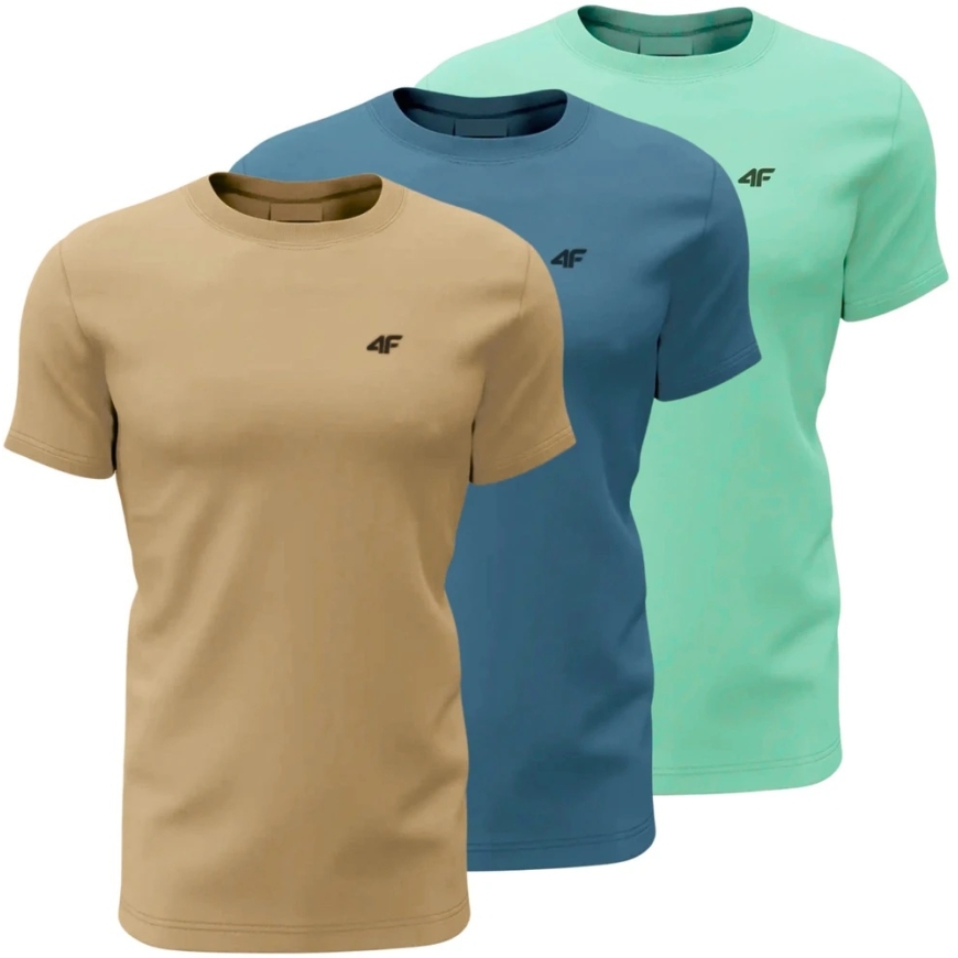 Men's T-shirts 4F M4481 3-pack sand color, blue, mint 4FWSS26TTSHM4481 91S (S)