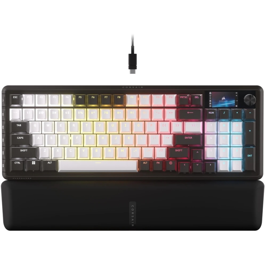 Corsair VANGUARD 96 Spēļu Tastatūra, Mehāniskā, RGB, 8,000 Hz - MLX Plasma Slēdži, ISO (DE), Melna/Balta – 2