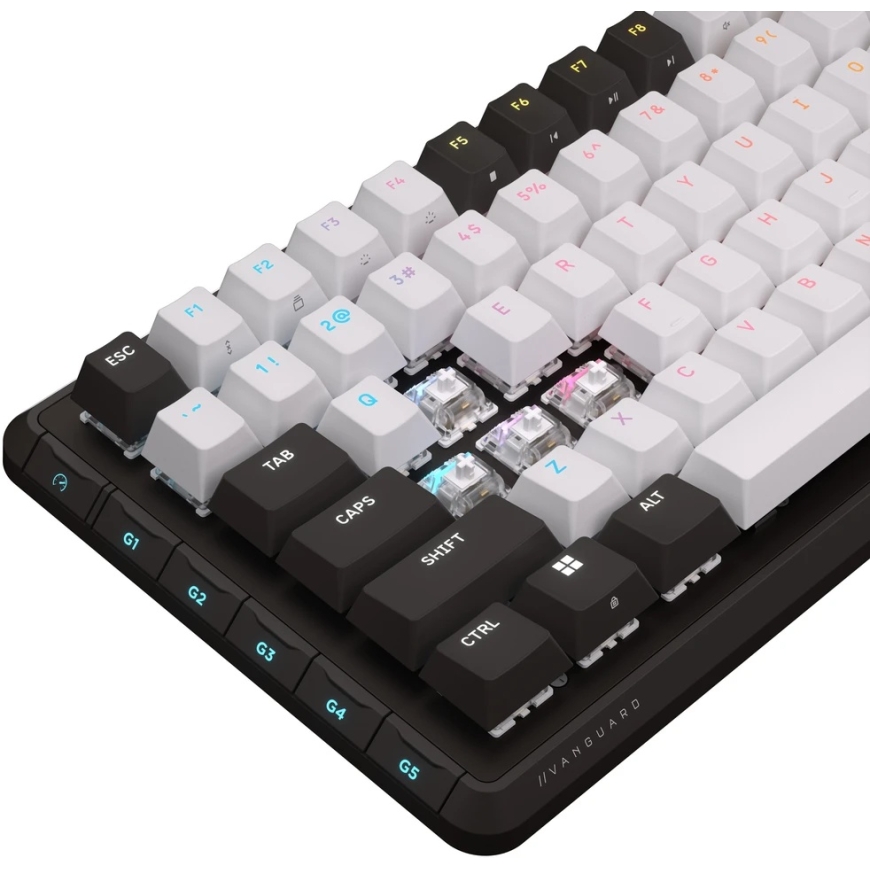 Corsair VANGUARD 96 Spēļu Tastatūra, Mehāniskā, RGB, 8,000 Hz - MLX Plasma Slēdži, ISO (DE), Melna/Balta – 5