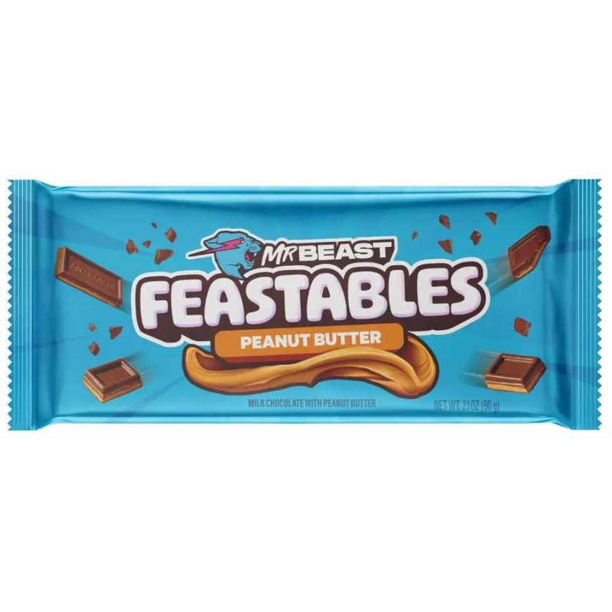 FEASTABLES Maidonokkelisuklaapalkki, maapähkinävoilla, 60 g