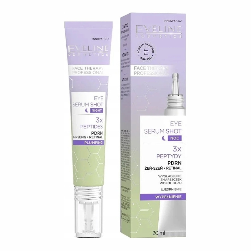 „Eveline Cosmetics“ paakių serumas – užpildanti ir regeneruojanti priemonė odai aplink akis, 20 ml.