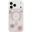 Guess dervos gėlių blizgučių MagSafe dėklas iPhone 18 Pro Max / 17 Pro Max – Rožinė