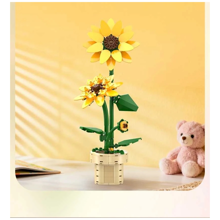 CaDA ehitusplokid komplekt Lilled Päevalill potis 27 cm C59030W 187 päeva – 2