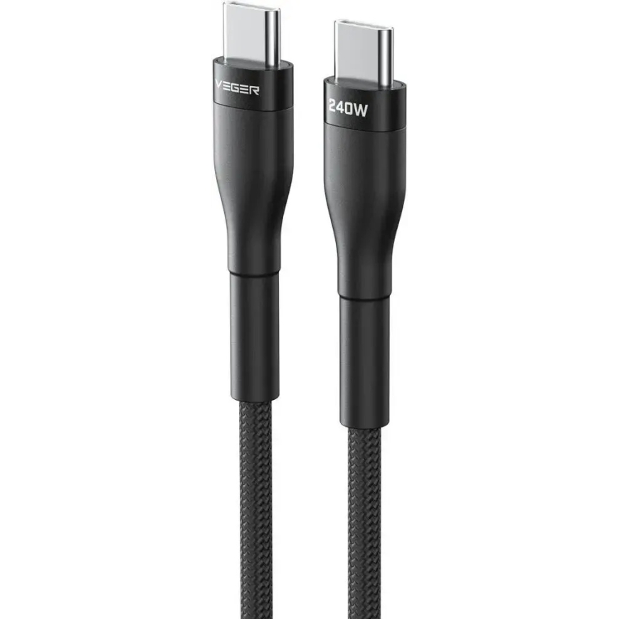 Veger CC03 duomenų perdavimo ir įkrovimo laidas | USB-C į USB-C | PD | 240W | 1.5m | juodas – 2