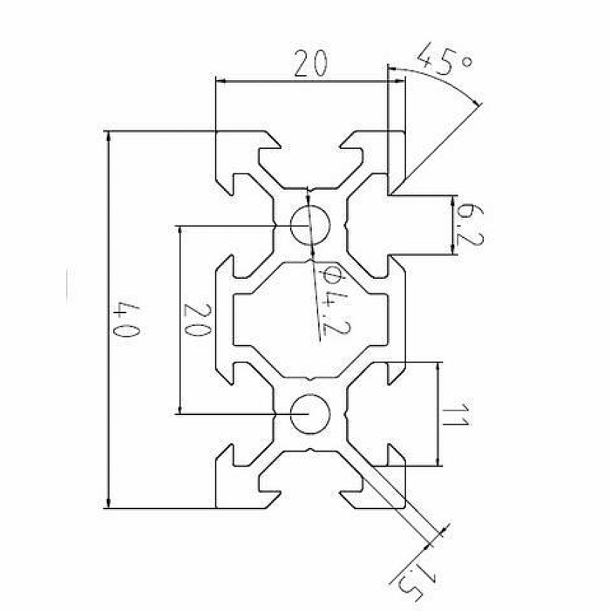 Urbums Oem Alumīnija profils V-SLOT 2040 - 1500 mm garums – 2