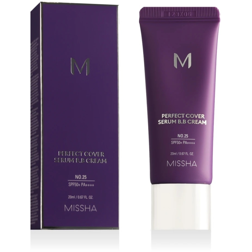 Missha M Perfect Cover Serum B.B. Kreminis daugiafunkcis serumo pagrindo BB veido kremas, atspalvis: 25 Warm rusvai gelsvas, 20 – 3