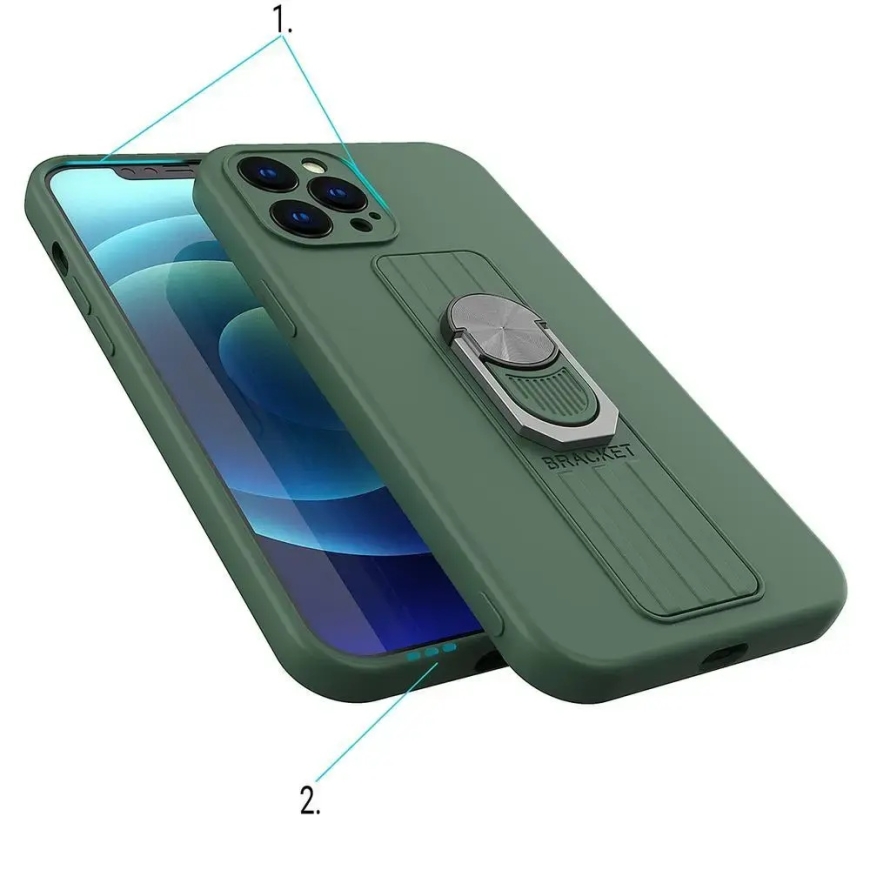 Ring Case -silikonikotelo sormipidikkeellä ja jalustalla Xiaomi Redmi Note 11 Pro punainen – 5