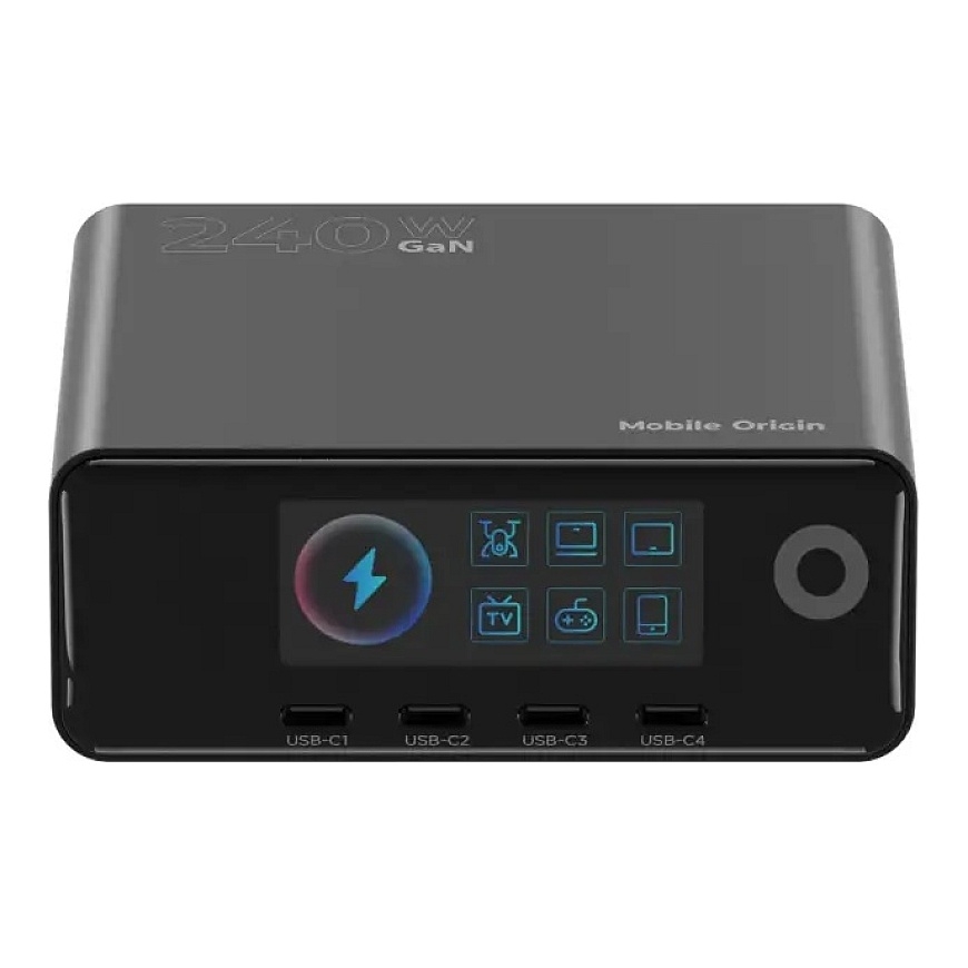 Mobile Origin 240W GaN Дисплей Зарядное Устройство Hub PW39 - 4x USB-C + 2x USB-A – 5