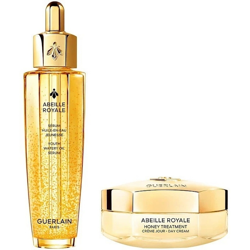 Guerlain-sarja: Abeille Royale, Honey, Ikääntymistä estävä, Päivävoide, Kasvoille, 50 ml + Abeille Royale Youth Watery Oil, pala