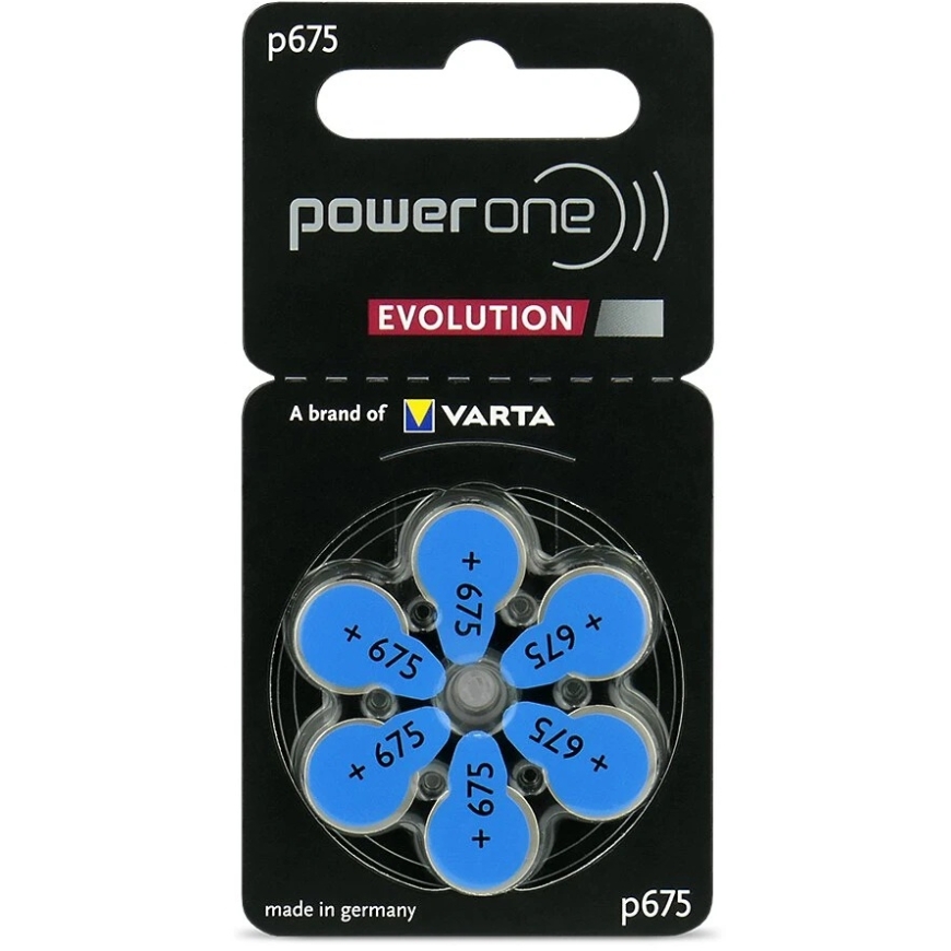 Akumulatori – Varta 675 Power One Evolution, 1,45 V, dzirdes aparātiem, 6 gb.