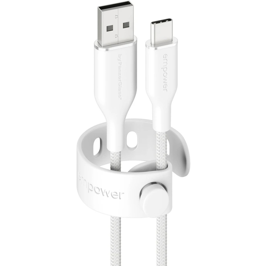Кабель Panzer Glass empower by PanzerGlass Racing 60W USB-A на USB-C 1.2m серебристый и белый – 5