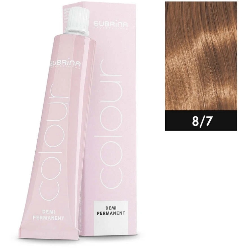 Subrina Professional Demi Pastāvīgā Krāsa, Demi-Pastāvīgā Matiņu Krāsa, 8/7 Gaiši Brūna Gaišiem Matiem, 60 ml Unisex