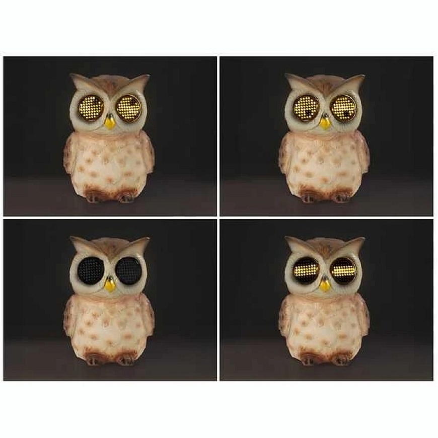 Maximex Aurinkovoimainen puutarhfigur, pöllö vilkkuvilla LED-silmillä, 13 cm – 3