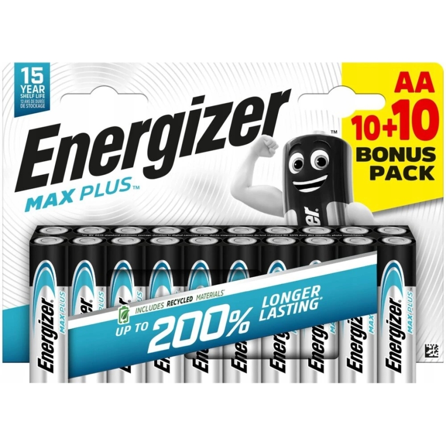 Batteries - Energizer Max Plus AA LR6 20 pcs