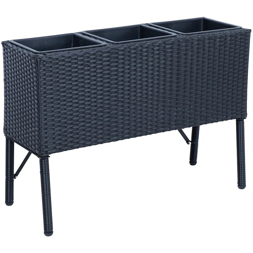 Home4You Цветочная коробка WICKER 78x33xH54см, черный – 2