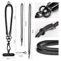 Kaulanauha puhelimelle ja hartioille 120 cm metallisoljella - musta Kaulanauha puhelimelle ja hartioille 120 cm metallisoljella - musta