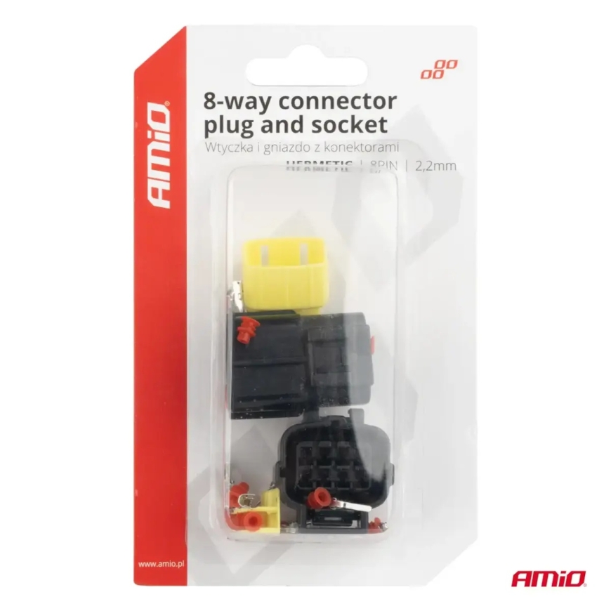 Savienotāja komplekts (kontaktdakša un ligzda) 8 PIN 2,2 mm AMIO-04350 – 5