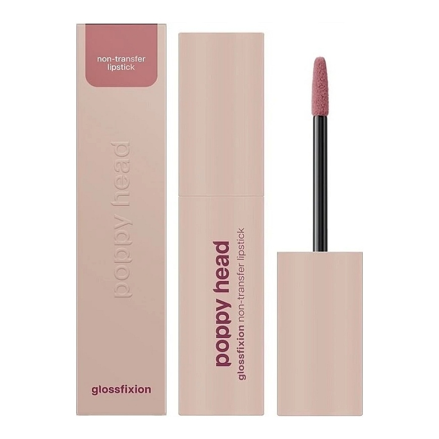 „Poppy Head Glossfixion Vinyl Finish“ šķidrie lūpu krāsas „02 Rosit“ 2,5 g – 2