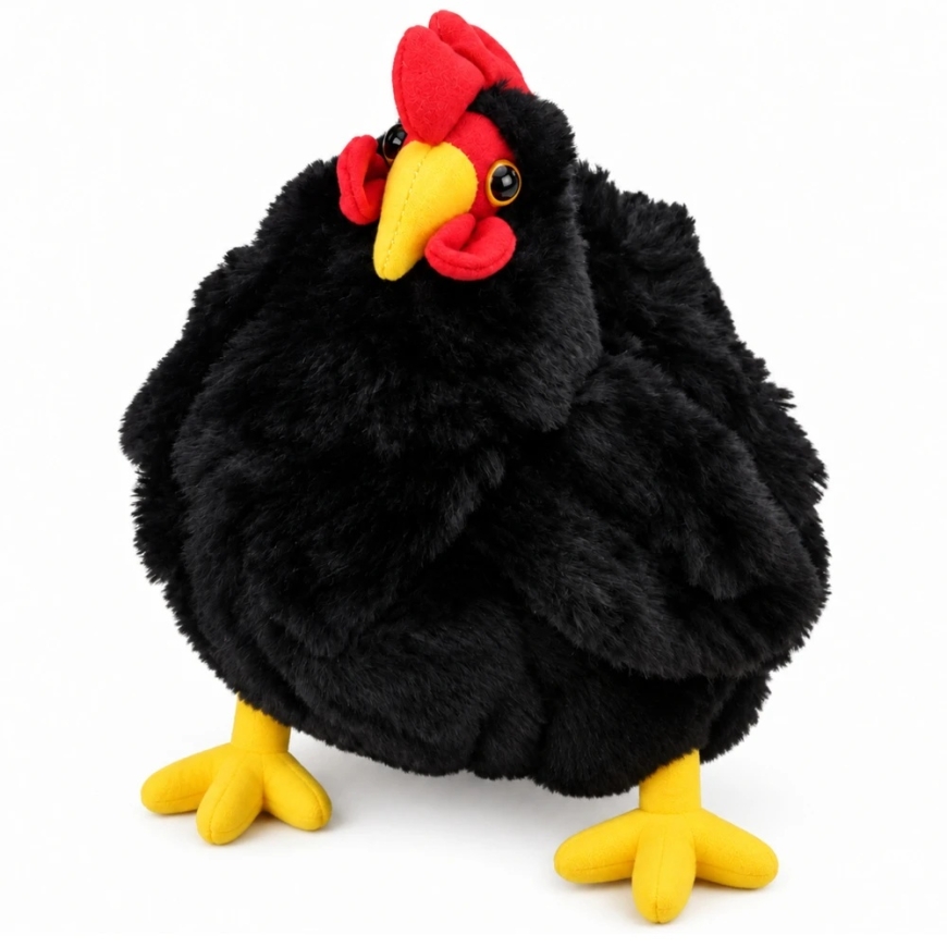 Lean Toys Pliušinis žaislas - juoda višta, 30 × 20 × 12 cm – 5