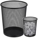 Lean Trash Can with Metal Mesh Body, Black, 27 × 23.5 cm