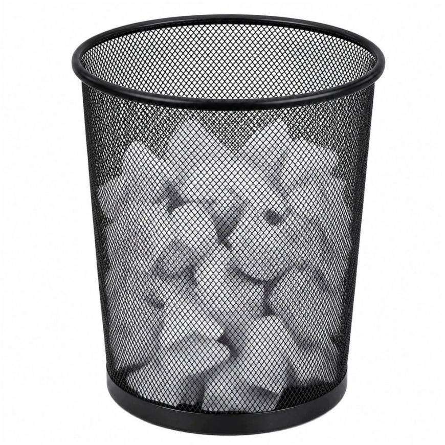 Lean Šiukšliadėžė su metalinio tinklelio korpusu, juoda, 27 × 23,5 cm – 5