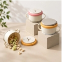 Pink Spectra non-spill snack cup for babies with silicone lid, Grapefruit Pink