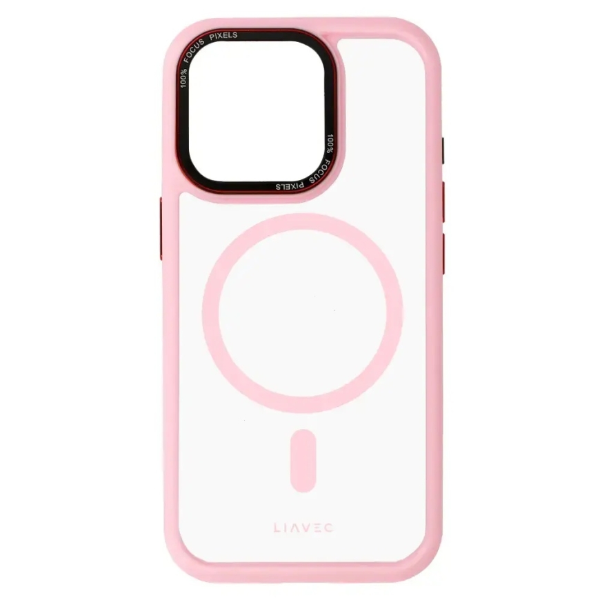 Liavec Hybrid -puhelinsuojus MagSafe-tuen kanssa iPhone 15 Pro Max:lle, vaaleanpunainen – 5