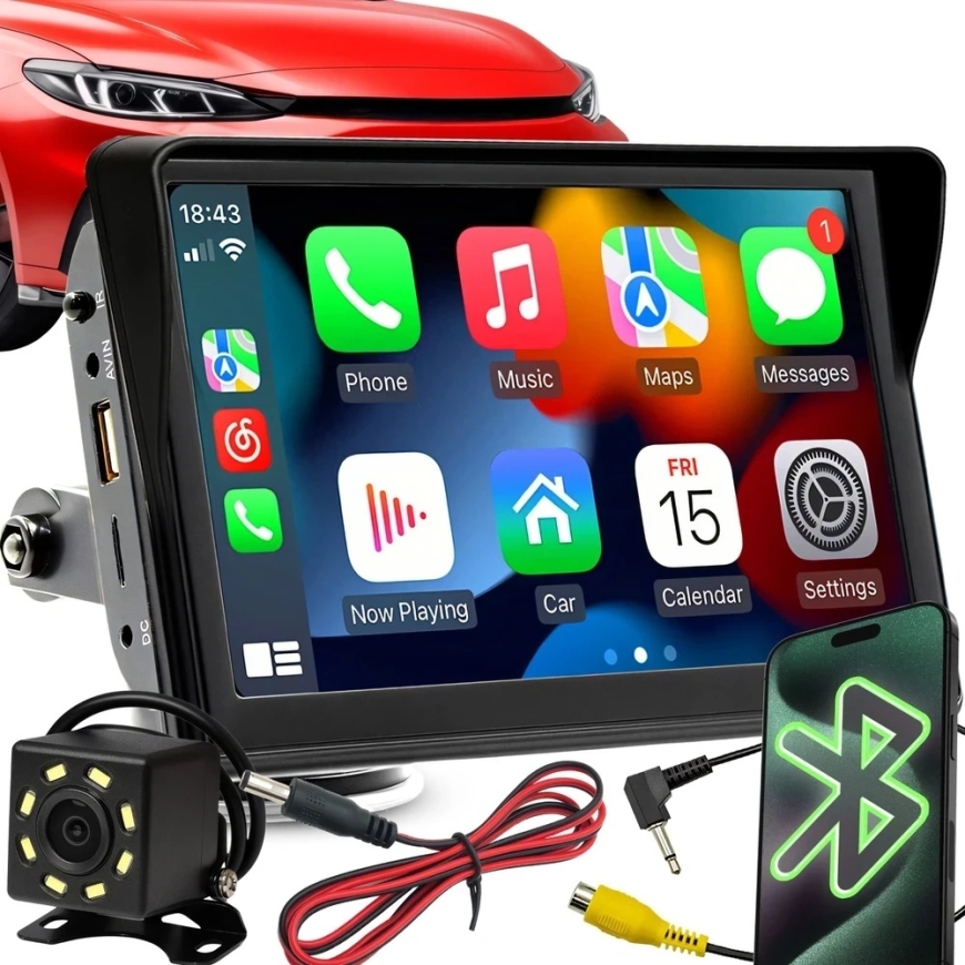 Automagnetola RTO 7 collu auto radio ar Android un Apple CarPlay atpakaļgaitas kameru, multimediju, Bluetooth – ER1081