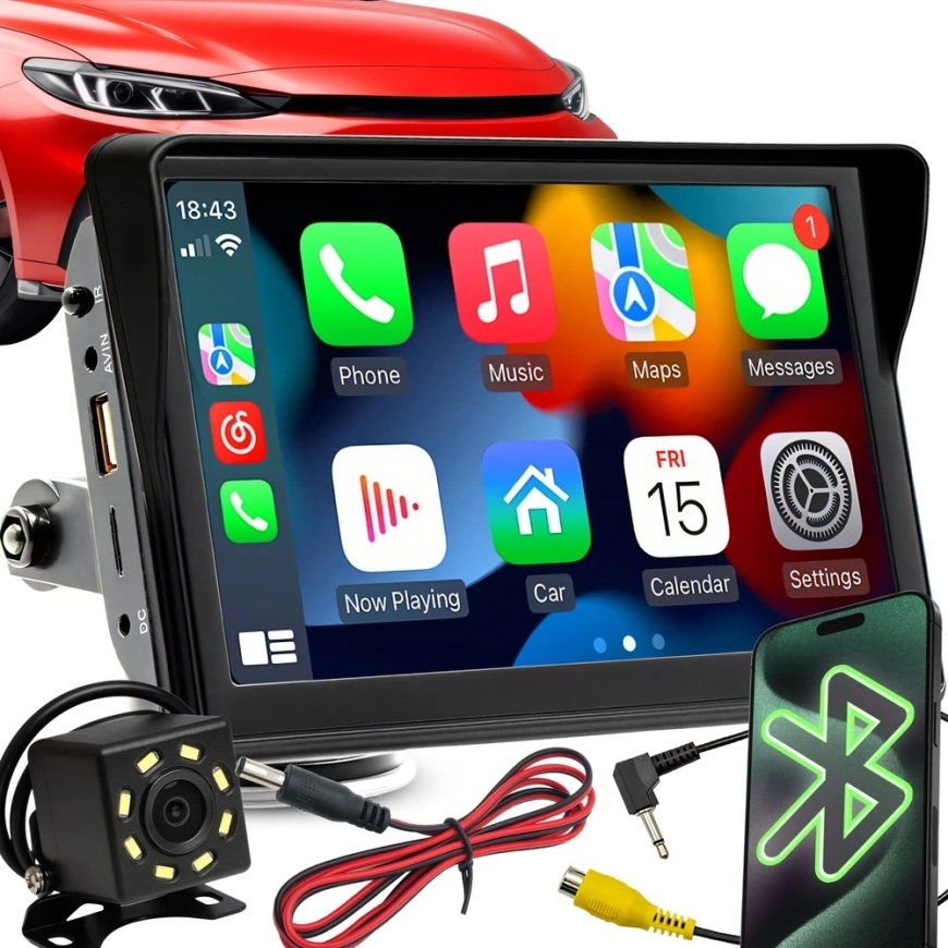 Autosoitin RTO 7 tuuman auton radio Androidilla ja Apple CarPlay takakameralla, multimedia, Bluetooth – ER1081 – 4