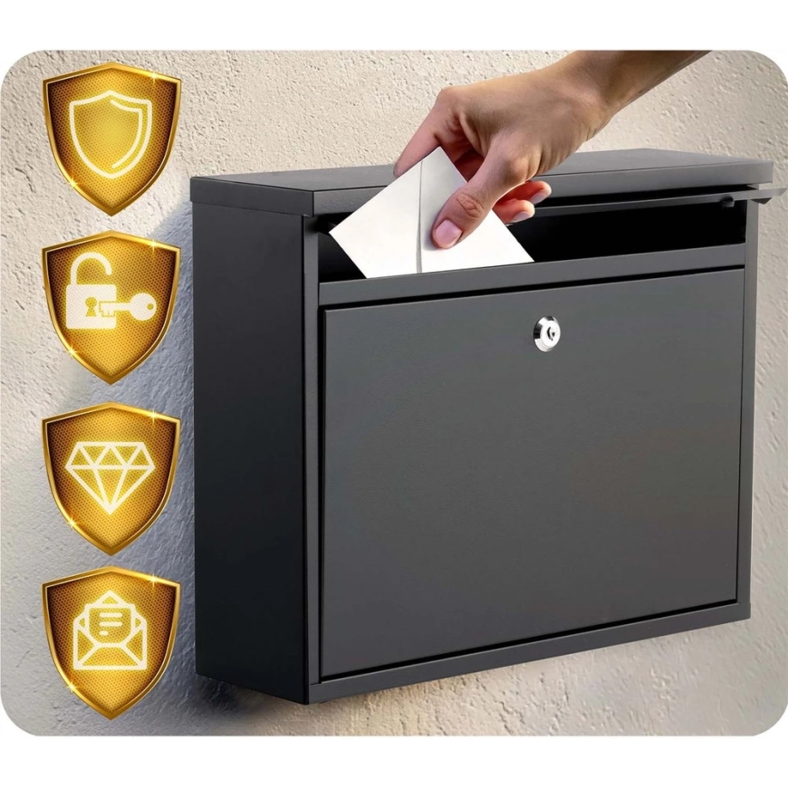 Humberg Black Mailbox 37.5 x 30.5 x 12 cm HM-860 – 3