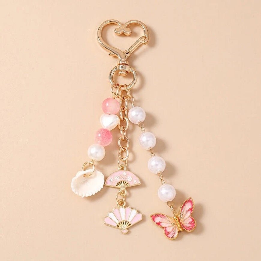 Troli Gold Plated Handbag Pendant Butterfly, Fan and Shell