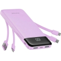 Charmast W1148 išorinė baterija (powerbank) | 10 000 mAh | 15W | USB-A, USB-C, Lightning, Micro USB | LED ekranas | violetinis Charmast W1148 išorinė baterija (powerbank) | 10 000 mAh | 15W | USB-A, USB-C, Lightning, Micro USB | LED ekranas | violetinis