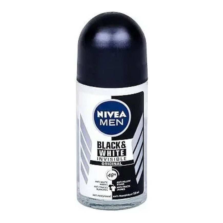 Nivea 50 ml Meeste nähtamatu must ja valge higistamisvastane rullik Pakis 6