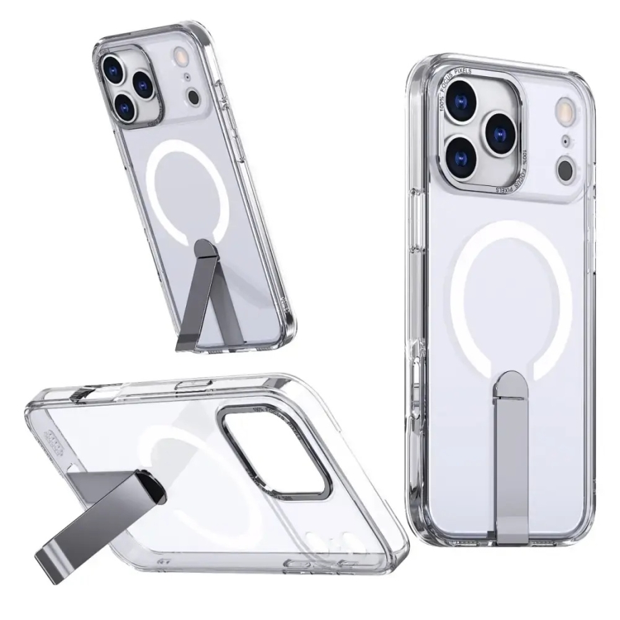 Hybrid Armor X maciņš ar statīvu un MagSafe atbalstu telefonam Samsung Galaxy S25 FE (S731) caurspīdīgs – 3