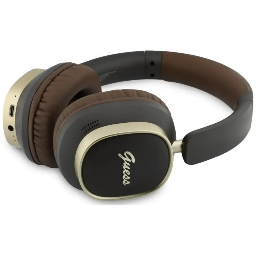 Headphones Guess Bluetooth ENC Rectangle Metal Script brown – 2