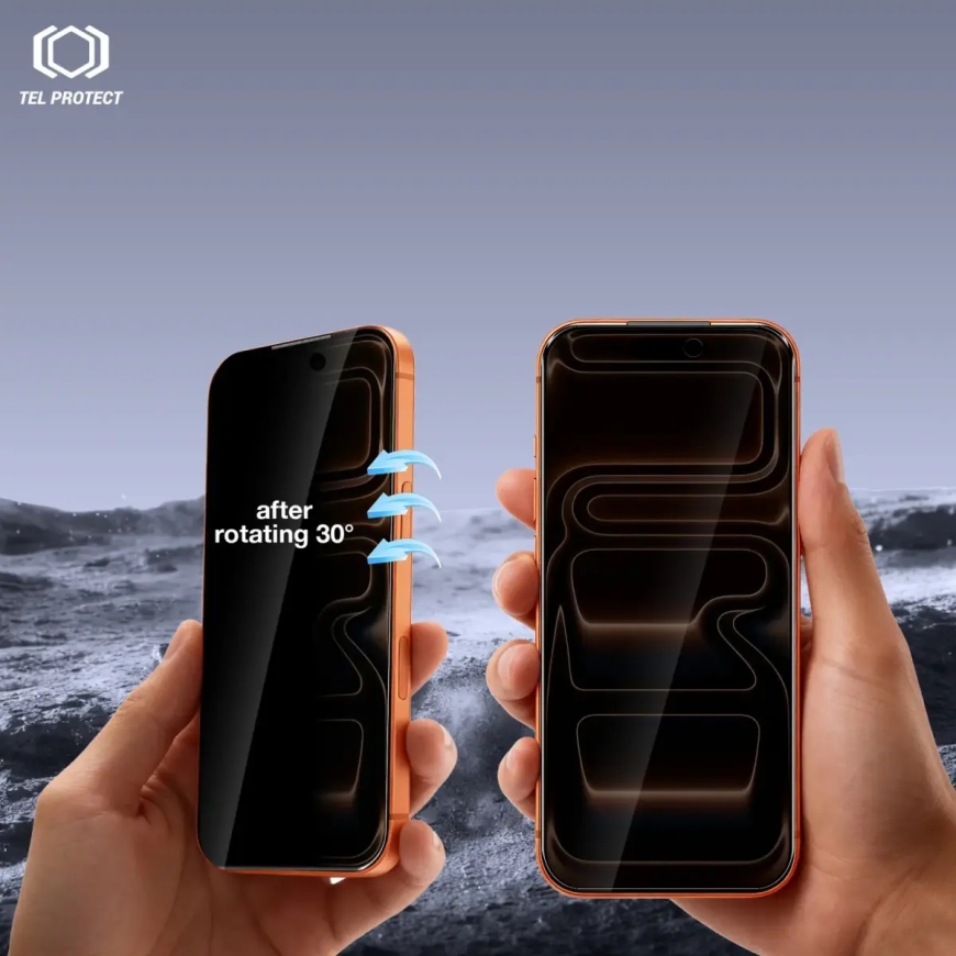 Tel Protect Dust-Free Easy Fit Privacy Titan aizsargstikls telefona ekrānam Samsung Galaxy S26+ (S947) (privātuma efekts) (sader – 3
