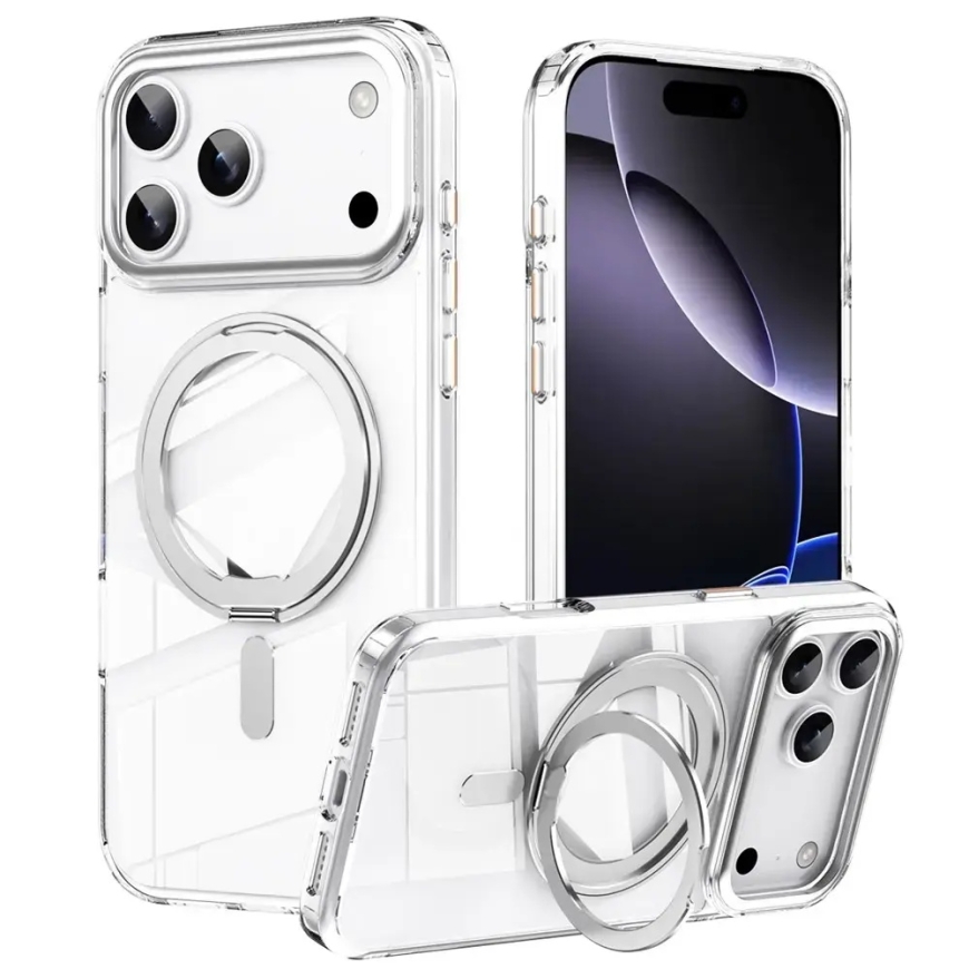 Magnetic Case with Rotating Stand iPhone 18 Pro / 17 Pro TPU Acrylic MagSafe - White