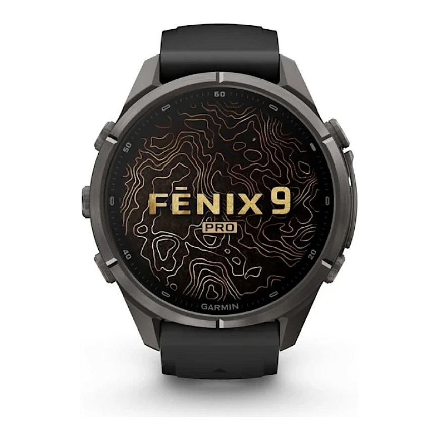 Išmanais pulkstenis Garmin fēnix® 9 Pro inReach® – 43mm, Pelēkā oglekļa DLC titāns ar melnu / akmeņu pelēku silikona siksniņu | – 2