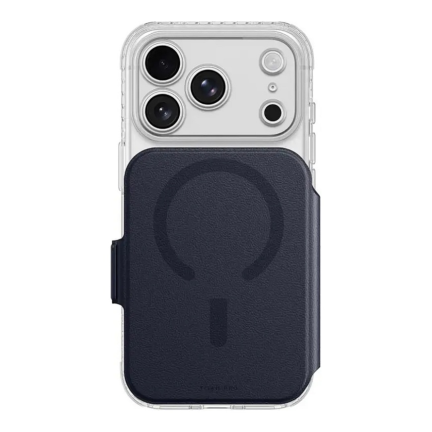 AmazingThing Titan Pro Lens Flip Set with Wallet knyginio tipo telefono dėklas su MagSafe palaikymu iPhone 18 Pro Max tamsiai mė